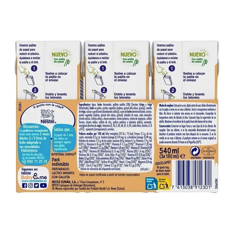 Nestlé Nativa Croissance 3 Biscuit, 3X180 ml