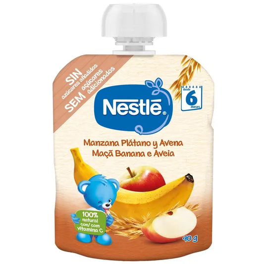 Sachet Nestlé Pommes, bananes et flocons d'avoine, 90g