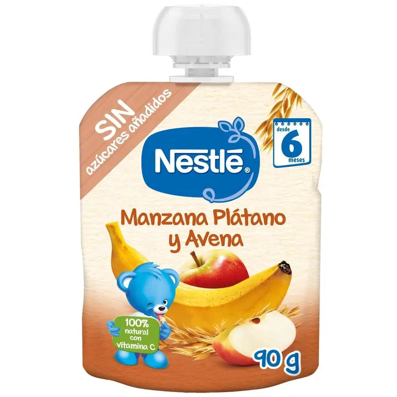 Sachet Nestlé Pommes, bananes et flocons d'avoine, 90g