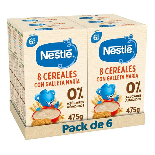 Nestlé 6-Pack 6 porridges 8 Céréales avec biscuit Maria, 475g