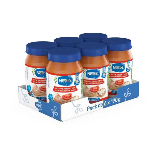 NESTLÉ Pack Gâteaux de riz, tomates et dinde, 190g x 6 unités