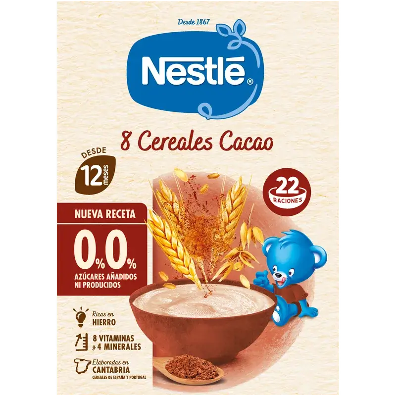 Nestlé Bouillie aux 8 céréales 0 % de cacao, 330 g