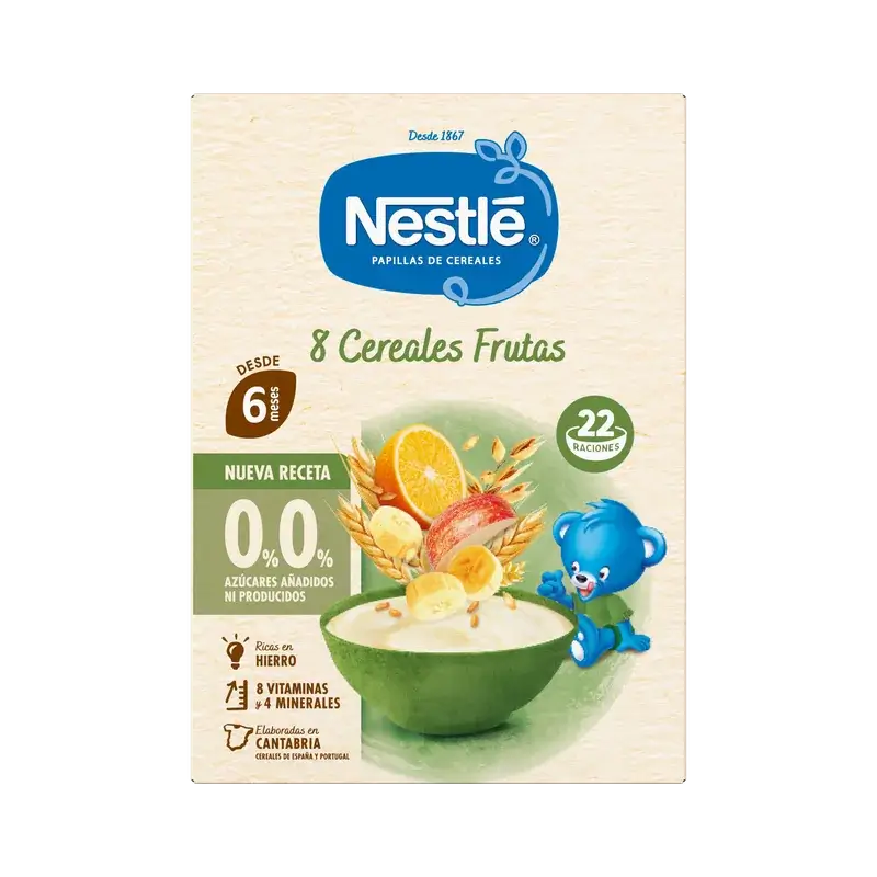 Nestlé Bouillie aux 8 céréales, 0 % de fruits, 330 g