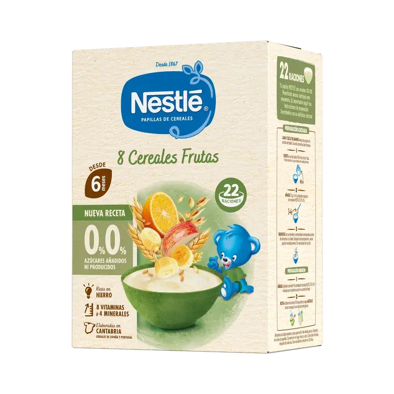 Nestlé Bouillie aux 8 céréales, 0 % de fruits, 330 g