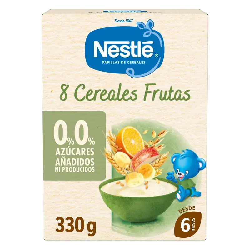 Nestlé Bouillie aux 8 céréales, 0 % de fruits, 330 g