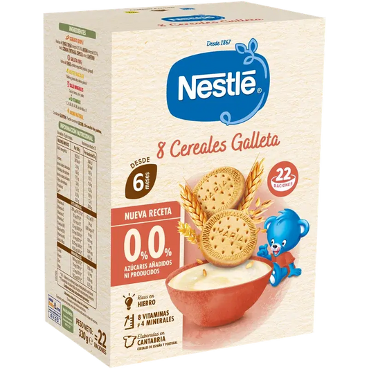 Nestlé Bouillie aux 8 céréales 0 % biscuit, 330 g