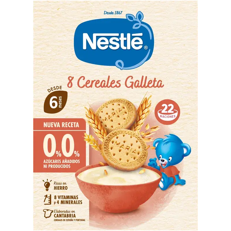 Nestlé Bouillie aux 8 céréales 0 % biscuit, 330 g