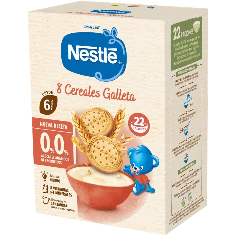 Nestlé Bouillie aux 8 céréales 0 % biscuit, 330 g