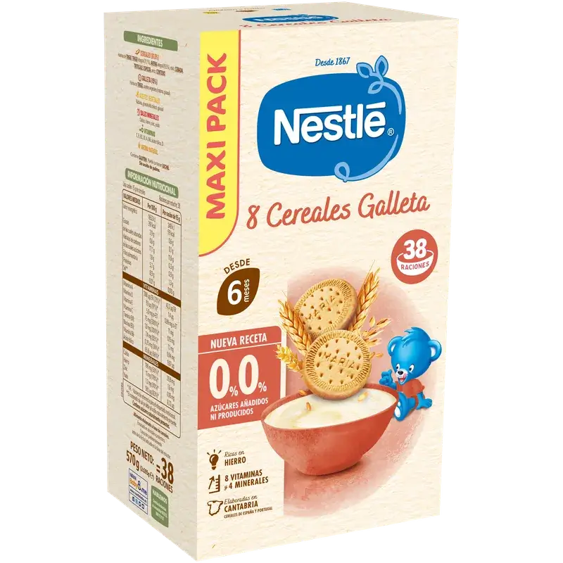 Nestlé Bouillie aux 8 céréales 0 % biscuit, 570 g
