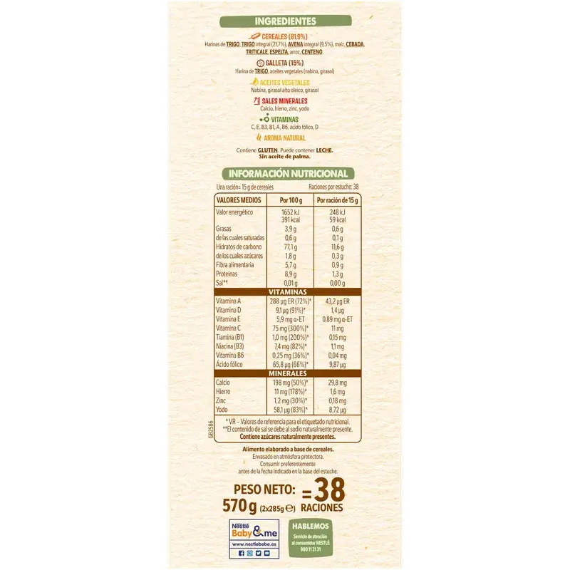 Nestlé Bouillie aux 8 céréales 0 % biscuit, 570 g