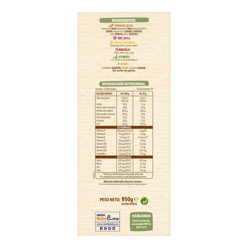 NESTLÉ Papilla 8 Céréales avec miel, 950g