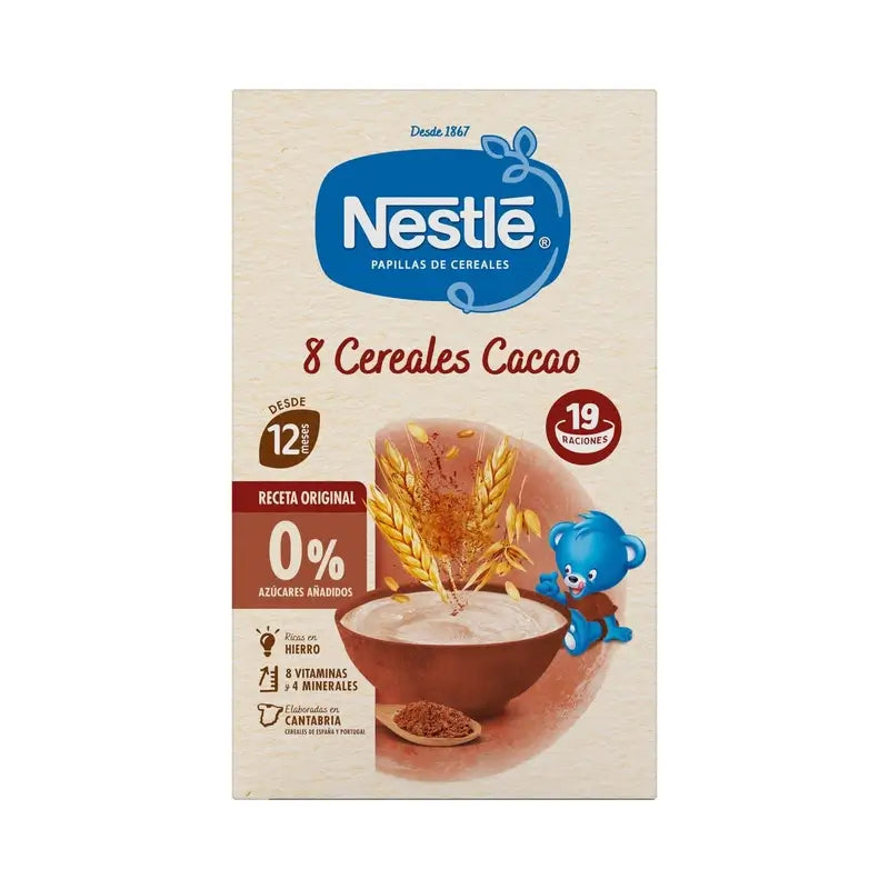 Alimentation pour bébés Nestlé 8 céréales avec cacao, 475g