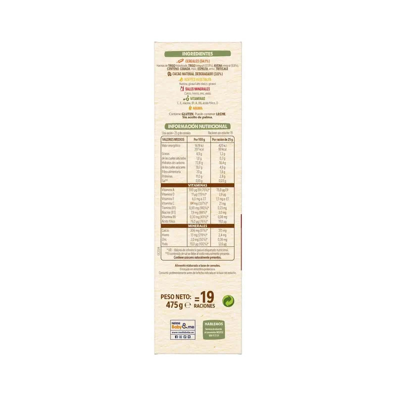 Alimentation pour bébés Nestlé 8 céréales avec cacao, 475g
