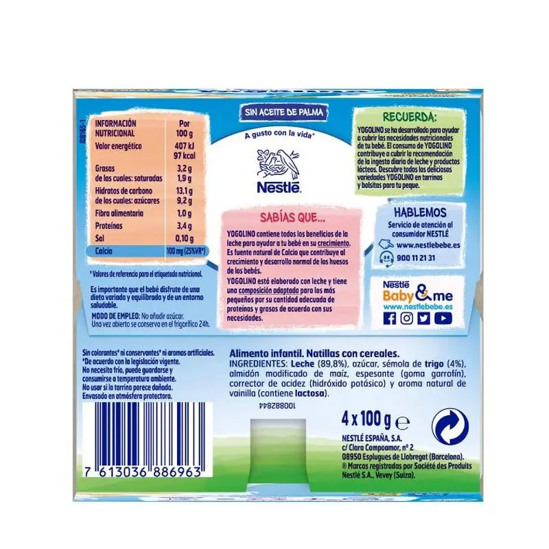 Nestlé Yogolino Desserts Céréales, 4X100 g