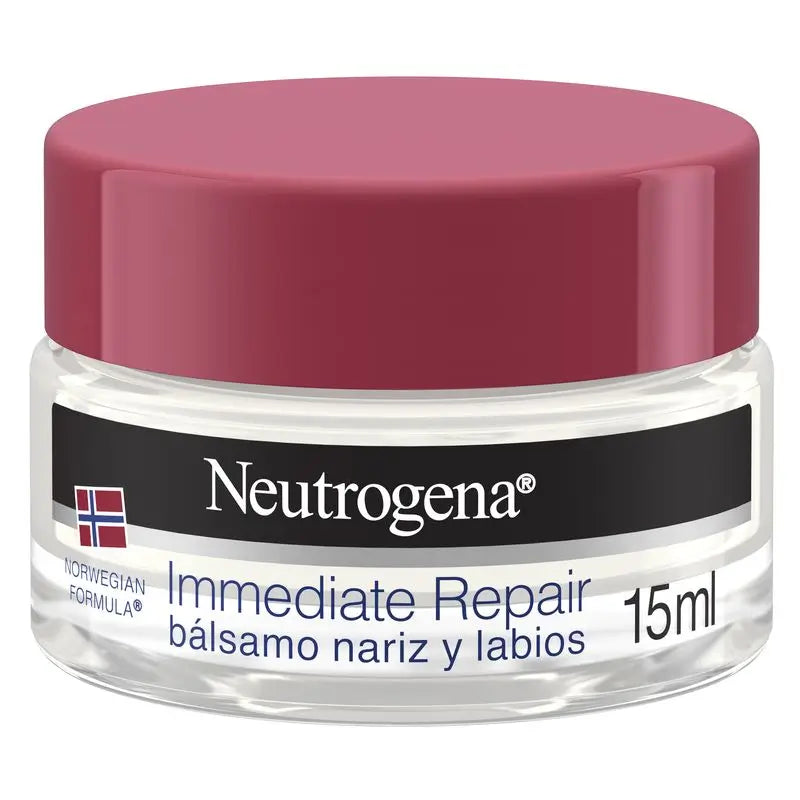 Neutrogena, Baume pour le nez et les lèvres, formule norvégienne, crème hydratante et réparatrice, absorption rapide, 15 ml