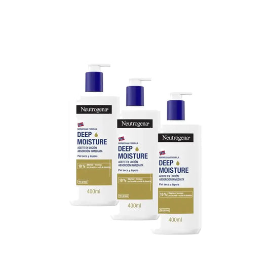 Crème hydratante pour le corps Neutrogena à l'huile d'amande, lot de 3 x 400 ml