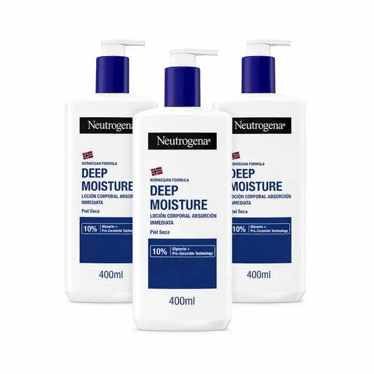 Crème hydratante pour le corps Neutrogena pour peaux sèches, lot de 3 x 400 ml