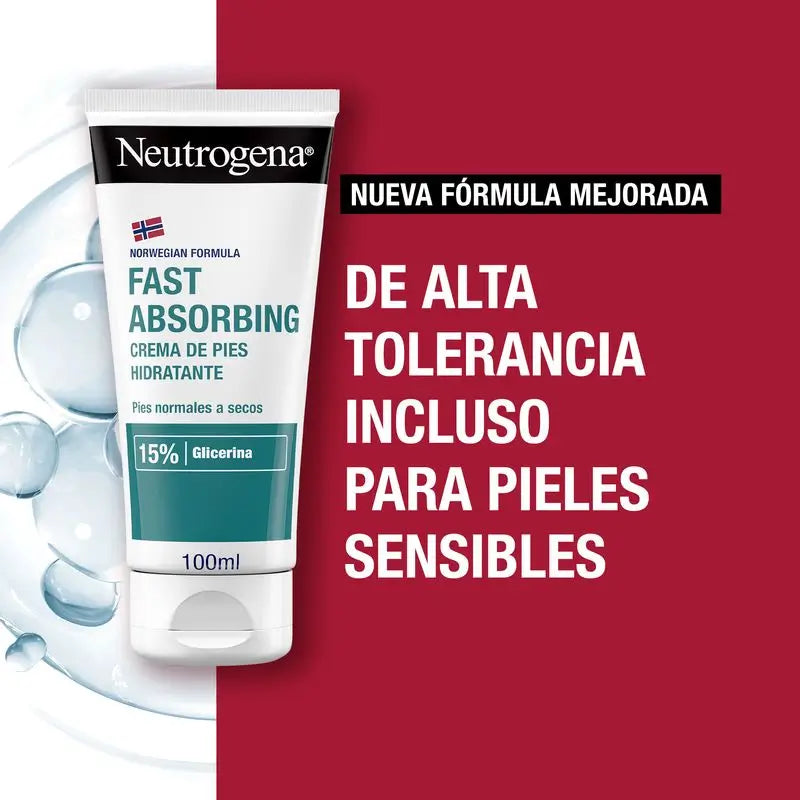 Neutrogena Immediate Absorption Moisturising Foot Cream Pack, 2x100 ml