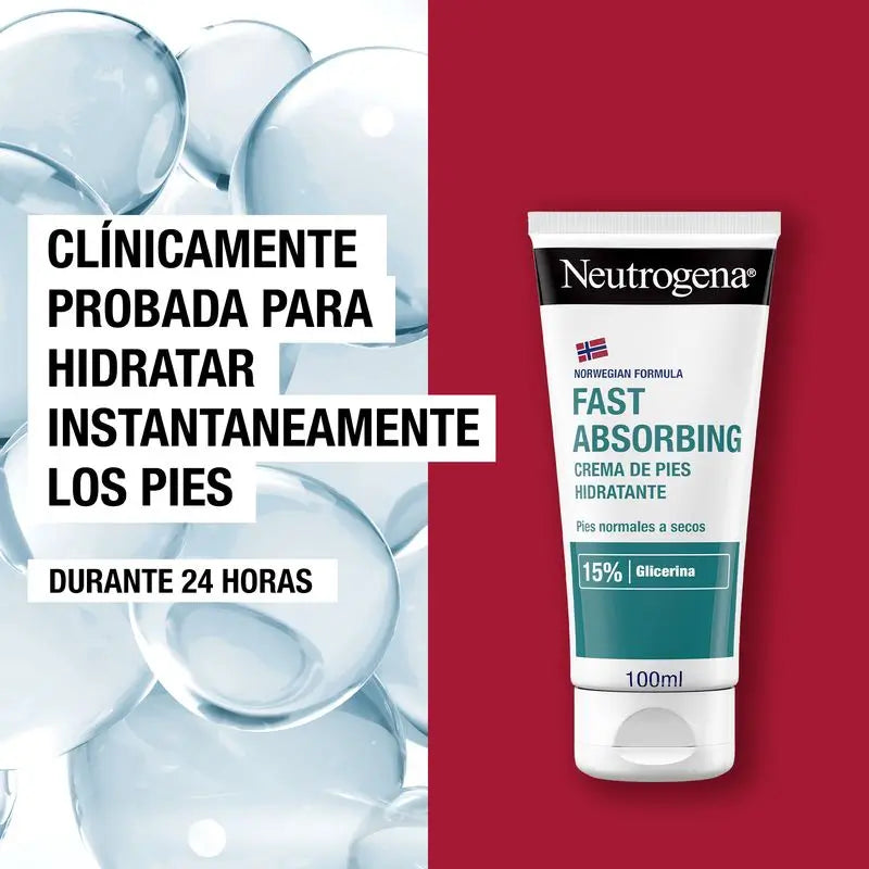 Neutrogena Immediate Absorption Moisturising Foot Cream Pack, 2x100 ml