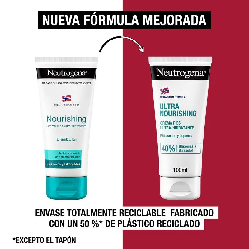 Neutrogena Ultra Moisturising Foot Cream Dry & Rough Feet, 2 X 100 ml Pack