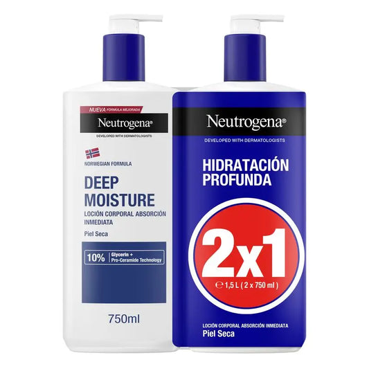 Neutrogena Moisturising Body Cream Dry Skin Pack, 2x750 ml