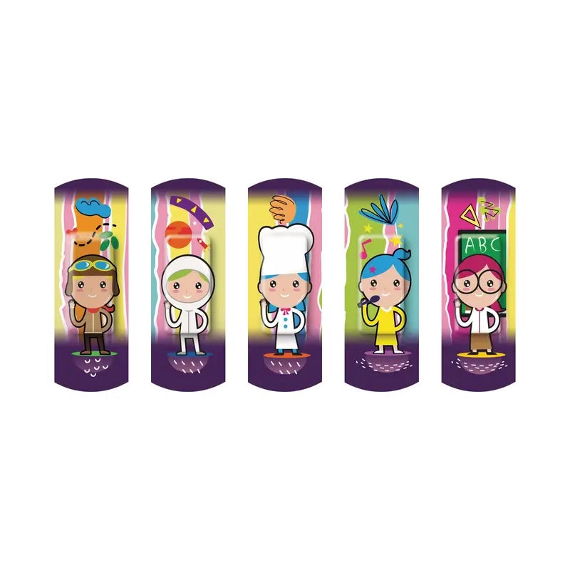 Nexcare Kids Bande de protection pour enfants avec design de professions assorties , 20 unités