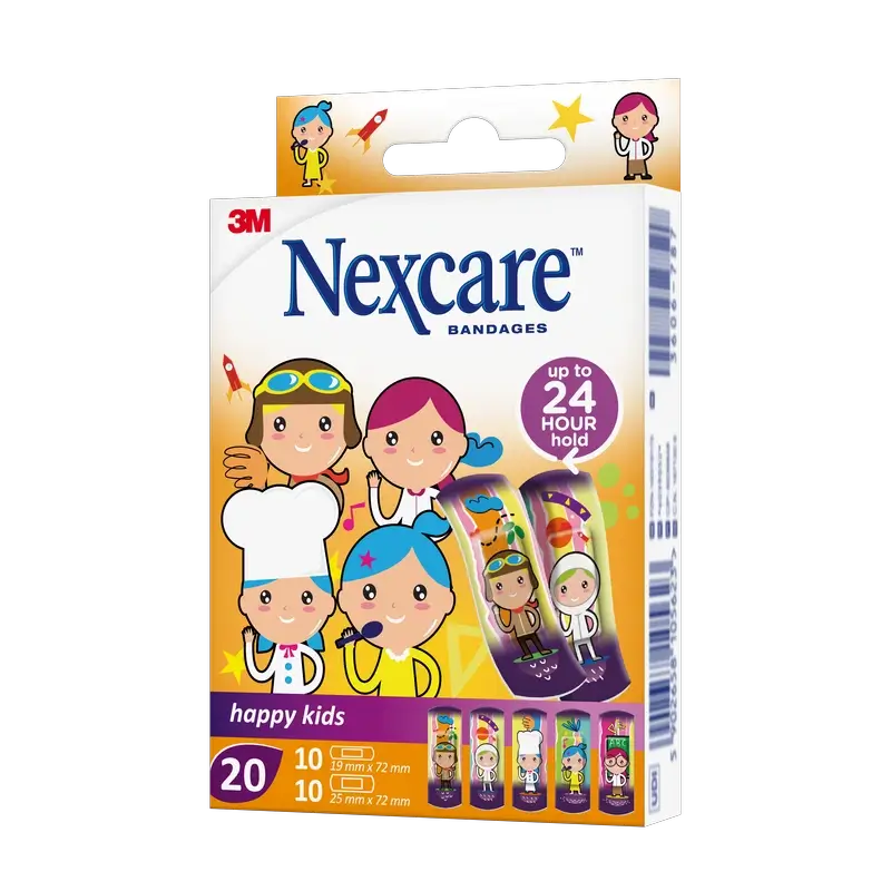 Nexcare Kids Bande de protection pour enfants avec design de professions assorties , 20 unités