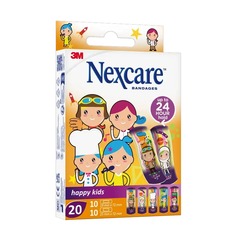 Nexcare Kids Bande de protection pour enfants avec design de professions assorties , 20 unités