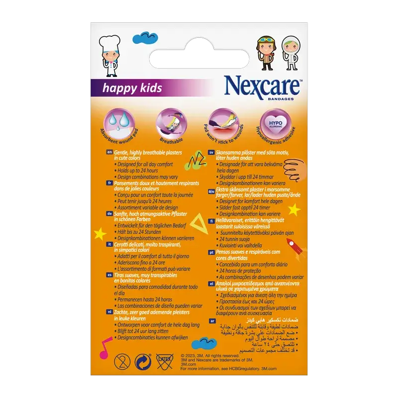 Nexcare Kids Bande de protection pour enfants avec design de professions assorties , 20 unités