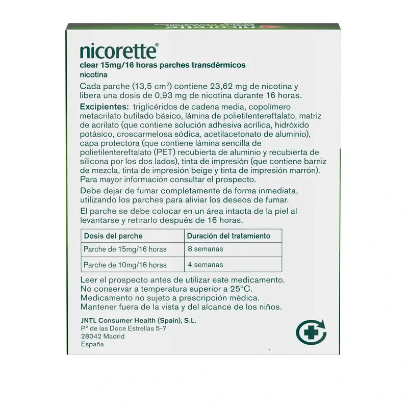 Nicorette Clear 15 mg/16 heures, 14 patchs transdermiques
