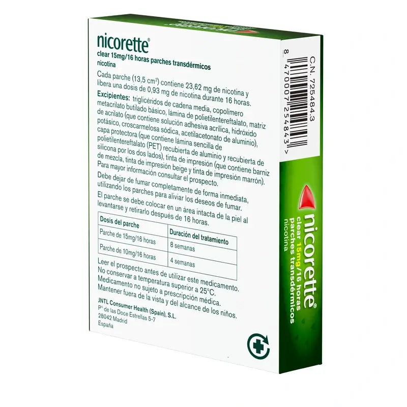 Nicorette Clear 15 mg/16 heures, 14 patchs transdermiques