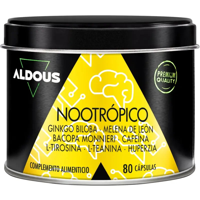 Aldous Labs Nootropic with Ginkgo Biloba, Lion's Mane, Caffeine, Bacopa, Tyrosine, Theanine, Theanine and Huperzine A