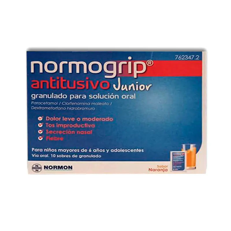 Normogrip Antitusivo Junior, 10 sachets granulés pour solution orale