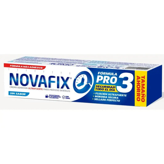 Novafix Pro3 Crème adhésive pour prothèses dentaires sans saveur, 70g