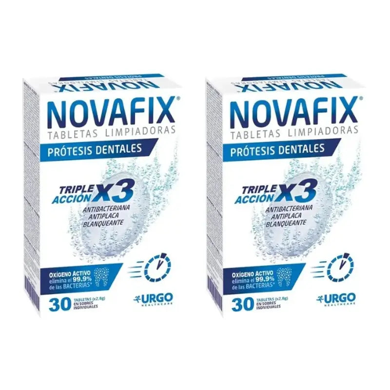 Novafix Cleansing Tablets 3 In 1 Duplo, 2 x 30 Comprimés