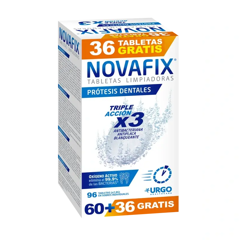 Novafix Comprimés nettoyants triple action, 96 unités