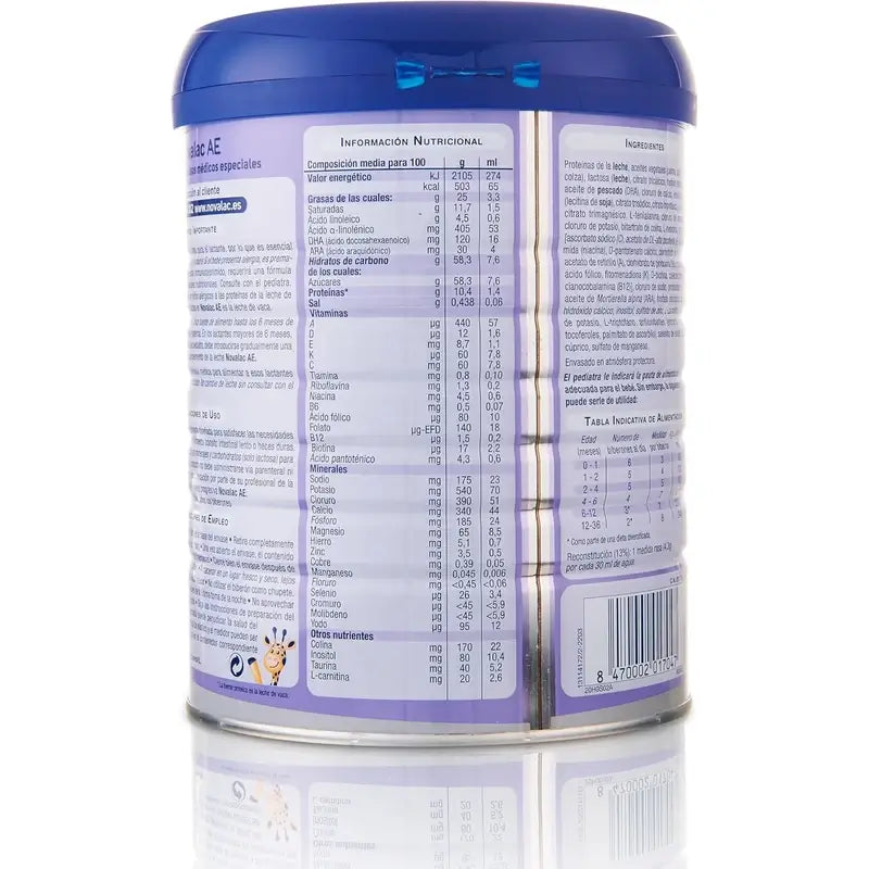 Novalac Ae Lait infantile 0-36 mois, anti-constipation, 800 g