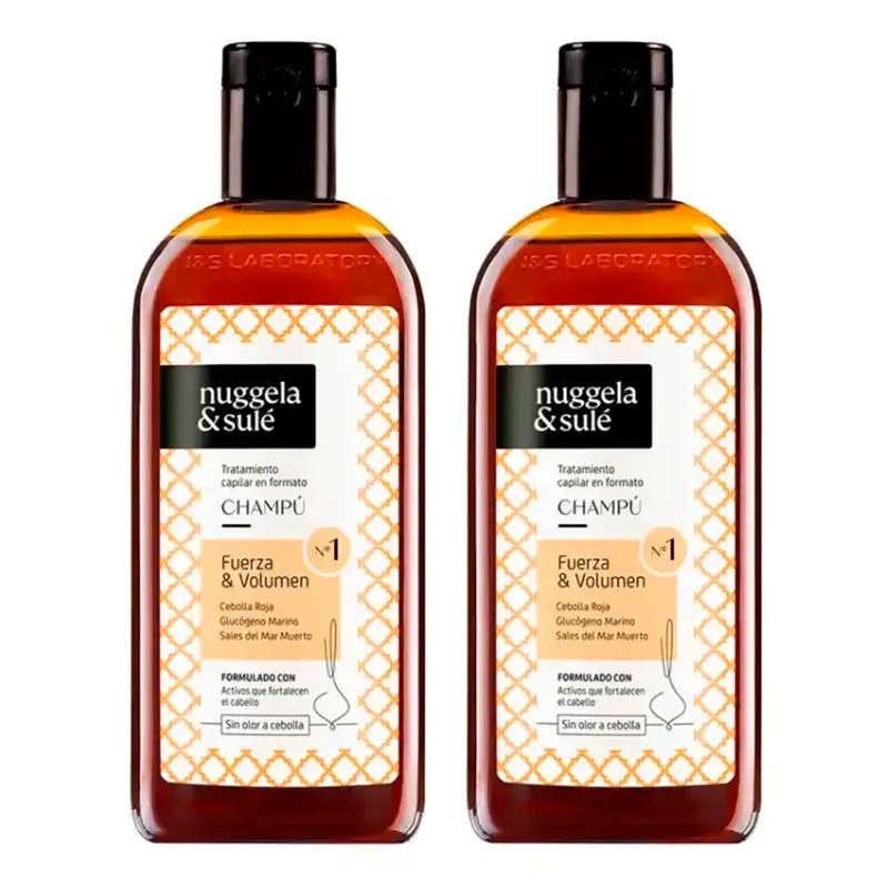 Nuggela & Sule Shampooing Premium à l'extrait d'oignon Cheveux faibles et gras, paquet de 2 x 250 ml