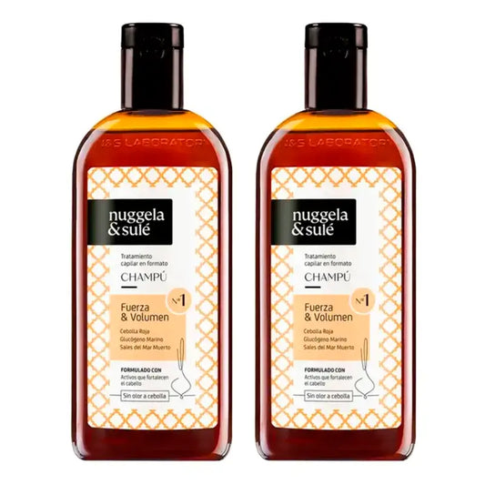 Nuggela & Sule Shampooing Premium à l'extrait d'oignon Cheveux faibles et gras, paquet de 2 x 250 ml