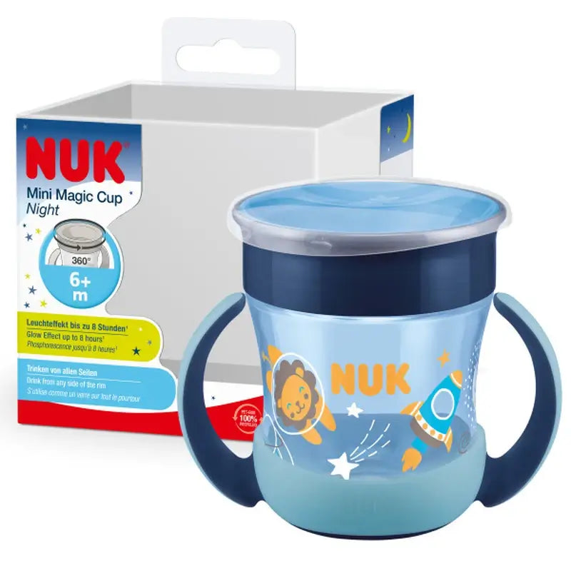 NUK Mini Magic Cup Night - Tasse d'apprentissage 160 ml 6 mois et plus - Bleu