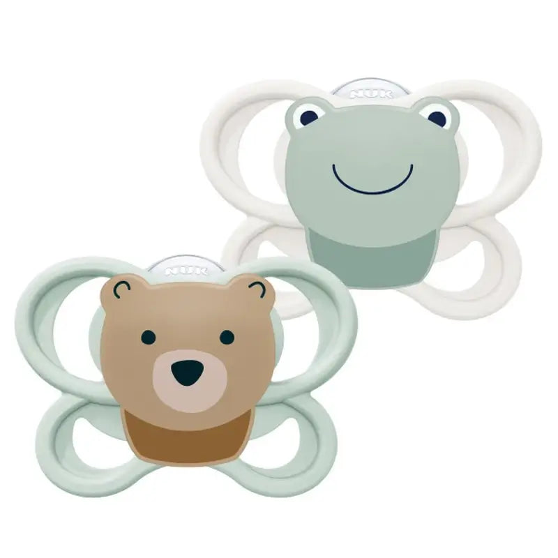 Sucette NUK Perfect Match Air en silicone T1 0-6 mois Ours/Grenouille, lot de 2