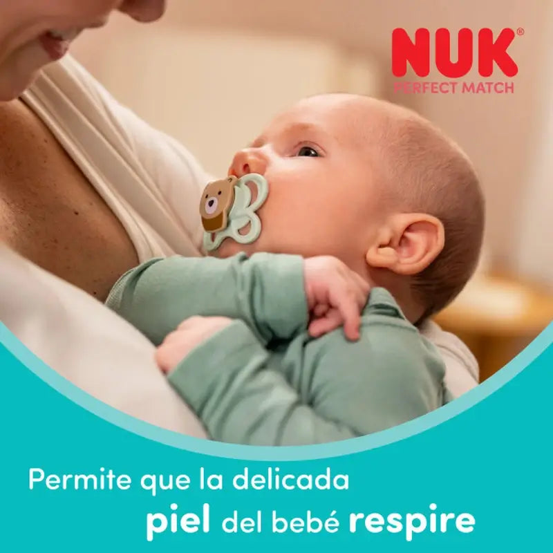 Sucette NUK Perfect Match Air en silicone T1 0-6 mois Ours/Grenouille, lot de 2