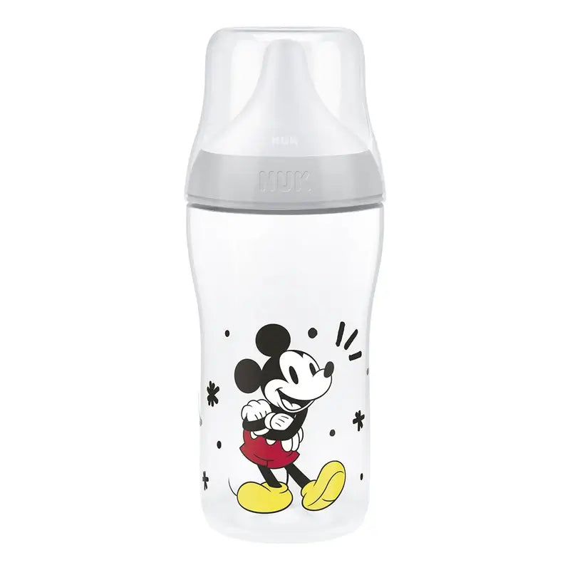 Biberon NUK Perfect Match 260 ml, tétine M 3 mois et plus, Mickey Mouse, gris