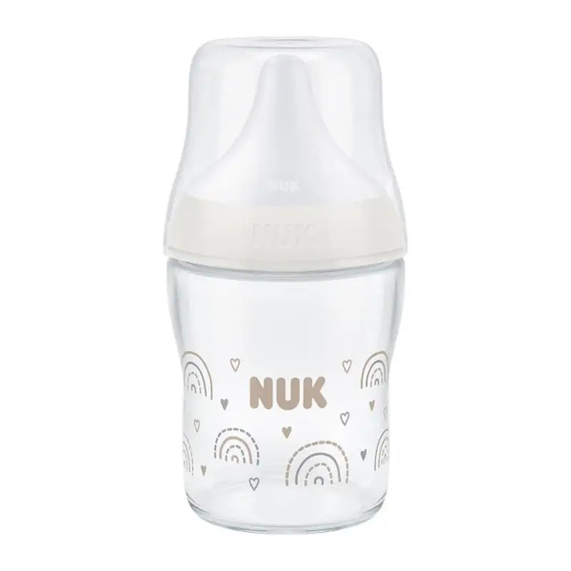 Biberon en verre NUK Perfect Match 120 ml, tétine S 0m+, arc-en-ciel