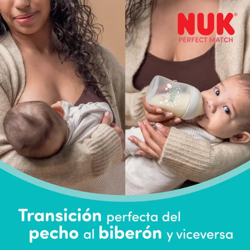Biberon en verre NUK Perfect Match 120 ml, tétine S 0m+, arc-en-ciel