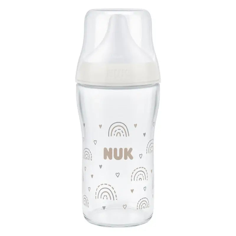 Biberon en verre NUK Perfect Match 230 ml, tétine M 3 mois et plus, arc-en-ciel