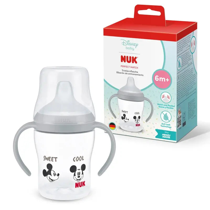 Biberon d'apprentissage NUK Perfect Match 150 ml 6 mois et plus Mickey Mouse Gris