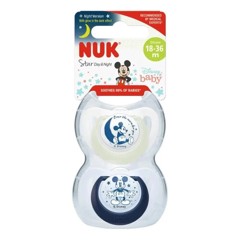 Nuk Star Day & Night Mickey Mouse T3 18-36M Silicone, 2 pièces