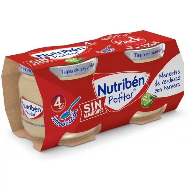 Nutriben Introduction Potito - Ragoût de légumes au bœuf, 2 x 120 grammes