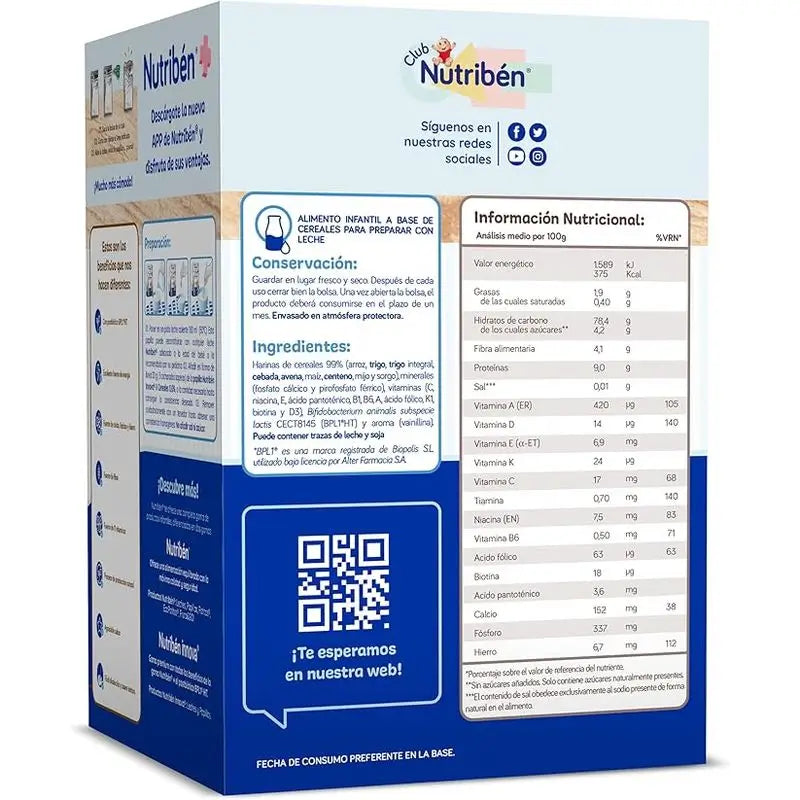 Nutriben Papilla Innova 8 Céréales 0%, 500 g